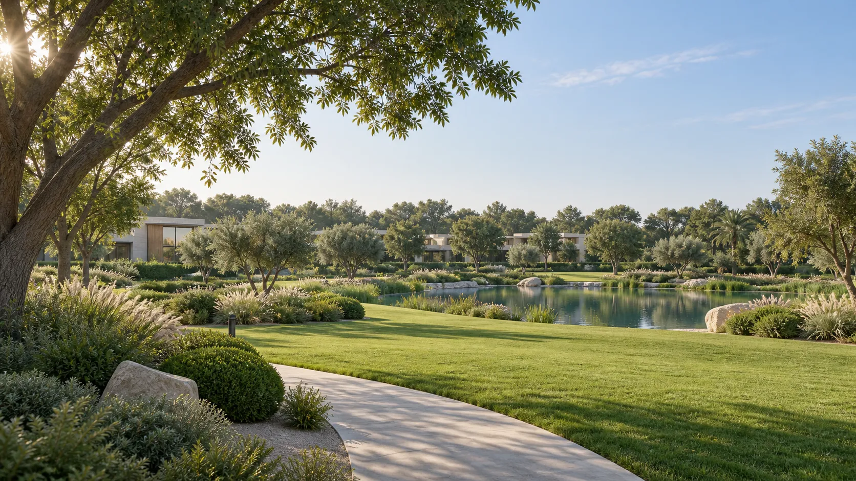 Dubai Hills zöld, kortárs környezete, illusztráció